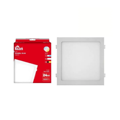 Painel Led Embutir Luz  Branca Fria 6500K  24W 28x28cm Bivolt - Kian